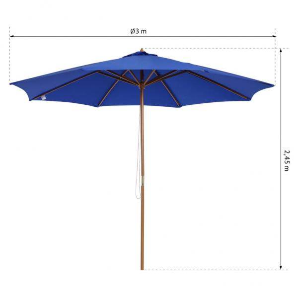 Holz Sonnenschirm 300x245cm Gartenschirm Balkonschirm Blau - Palo24