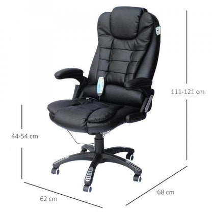 Massage-Chefsessel mit Wärmefunktion drehbar schwarz - Palo24