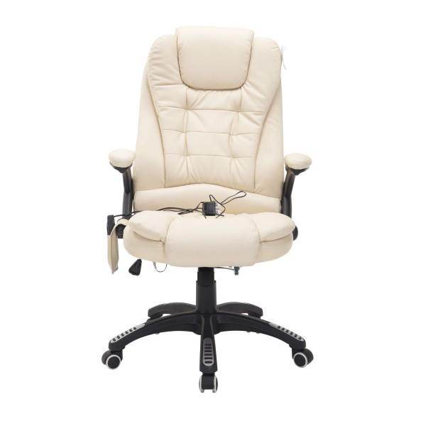 Bürosessel Massage und Wärmefunktion Gaming Stuhl Creme - Palo24