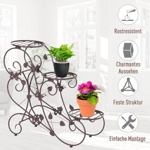 Pflanzenregal Dreistufiger Blumenstand Blumentreppe Metall Bronze - Palo24