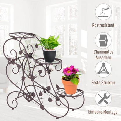 Pflanzenregal Dreistufiger Blumenstand Blumentreppe Metall Bronze - Palo24