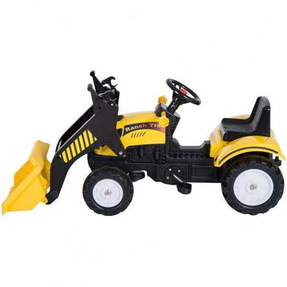 Tretauto Traktor mit Fontlader ab 3 Jahre Schwarz+Gelb - Palo24