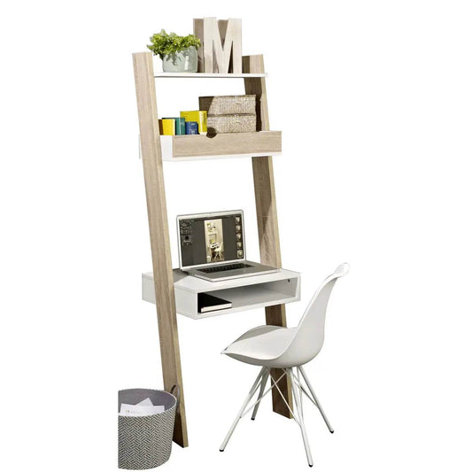 Bücherregal mit Schreibtisch | Wandregal | Standregal Holz - Palo24