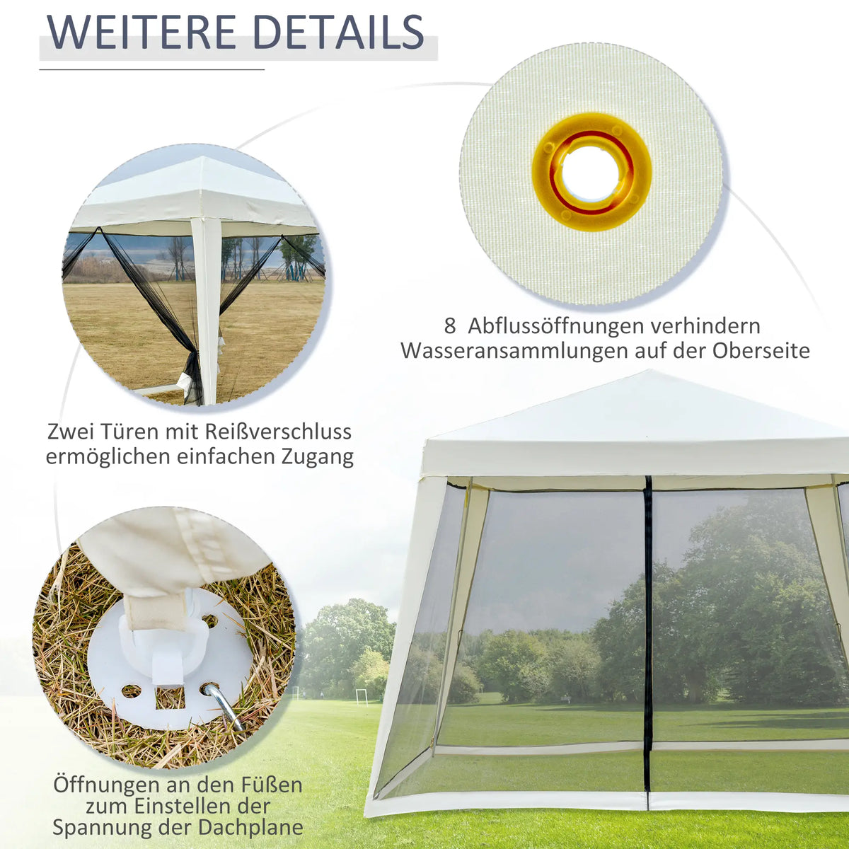 Padiglione da giardino Padiglione Marquee Tenda per feste Tenda resistente alle intemperie con zanzariera Beige 3 x 3 m