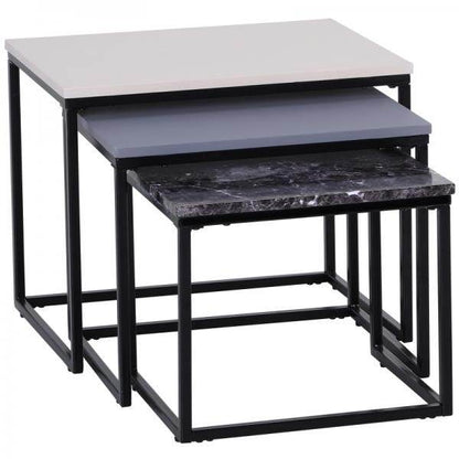 3er Set Couchtisch Stapeltisch Beistelltisch Kaffeetisch Metallfuß MDF 3 Farben - Palo24
