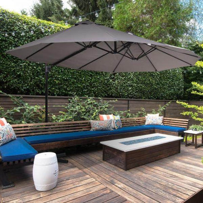 Sonnenschirm mit Kurbel Doppelschirm Gartenschirm Sonnenschutz Metall Grau - Palo24