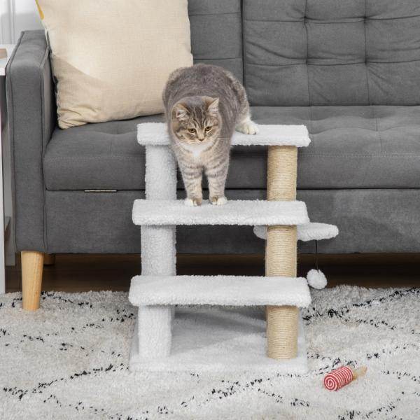 Haustiertreppe Ball 3-stufige Katzentreppe Hundetreppe Tiertreppe Weiss - Palo24