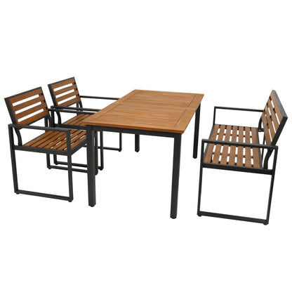Gartengarnitur RAGUSA 4-teilig, Stahl + Akazie geölt, FSC®-zertifiziert - Palo24