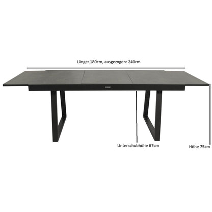 Garnitur REIMS 9-teilig, Alu + Glas + Kunstgewebe schwarz - Palo24