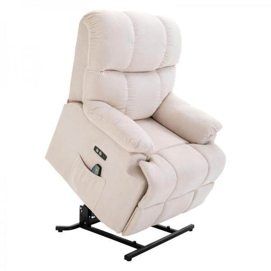 Massagesessel mit Wärmefunktion Aufstehhilfe Flanell Beige - Palo24