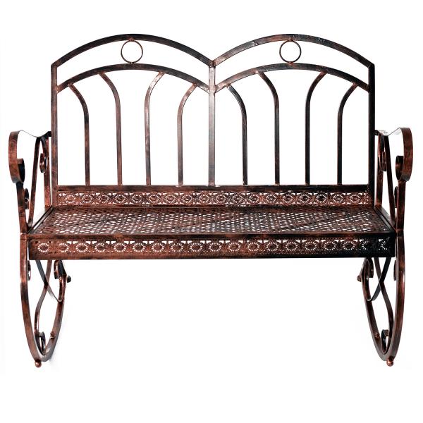 Gartenbank 2-Sitzer Metall Bronze-Rot - Palo24