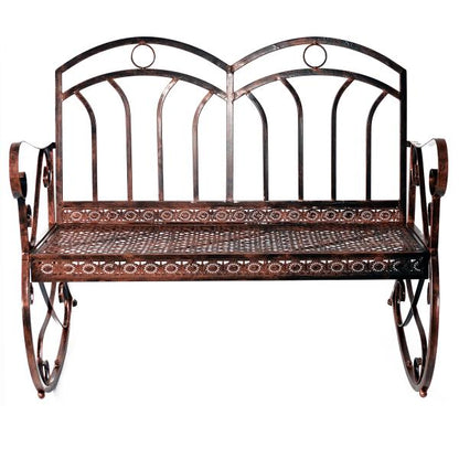 Gartenbank 2-Sitzer Metall Bronze-Rot - Palo24