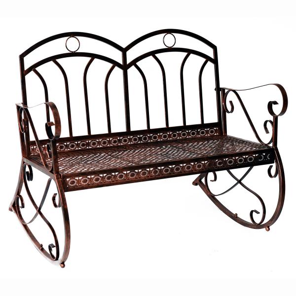 Gartenbank 2-Sitzer Metall Bronze-Rot - Palo24