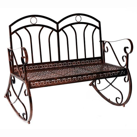 Gartenbank 2-Sitzer Metall Bronze-Rot - Palo24