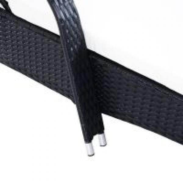 Sonnenliege Tisch 3er Set Gartenmöbel Polyrattan Schwarz - Palo24