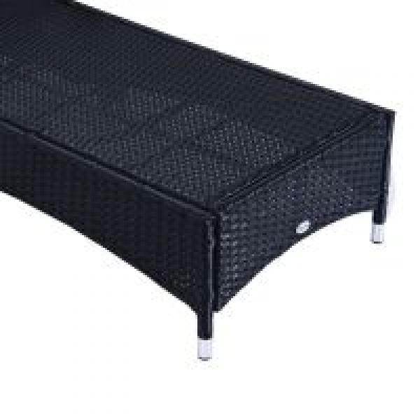 Sonnenliege Tisch 3er Set Gartenmöbel Polyrattan Schwarz - Palo24