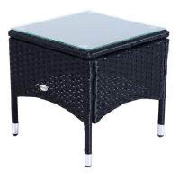 Sonnenliege Tisch 3er Set Gartenmöbel Polyrattan Schwarz - Palo24