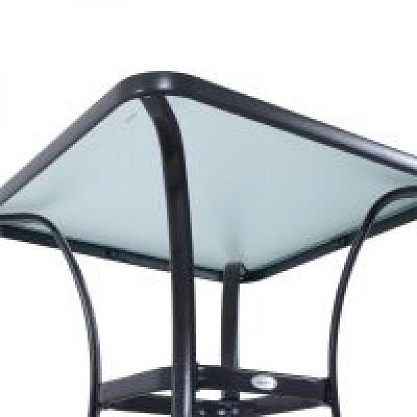 Gartentisch Bistrotisch Hartglas Metall 68,5x68,5cm Schwarz - Palo24