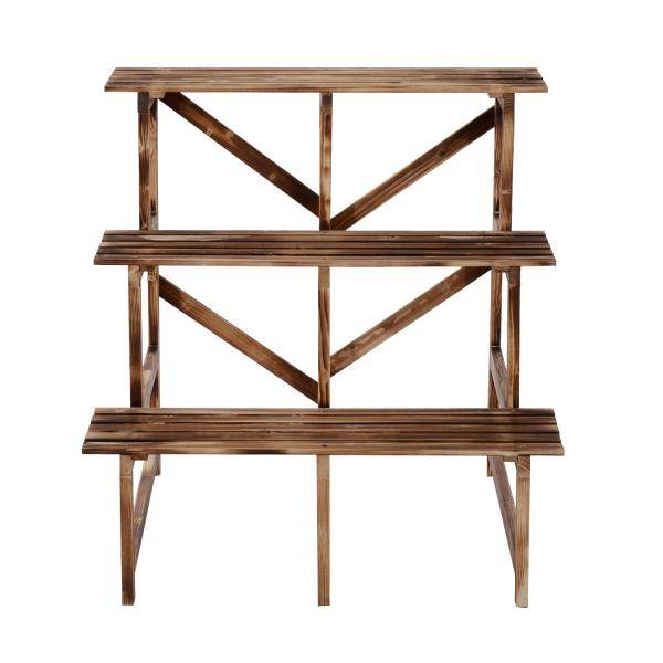 Pflanzentreppe Blumenregal Tannenholz 3 Stufen L80 x W80 x H80cm - Palo24