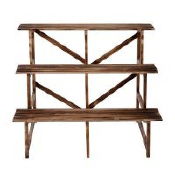 Pflanzentreppe Blumenregal Tannenholz 3 Stufen L100 x W80 x H80cm - Palo24