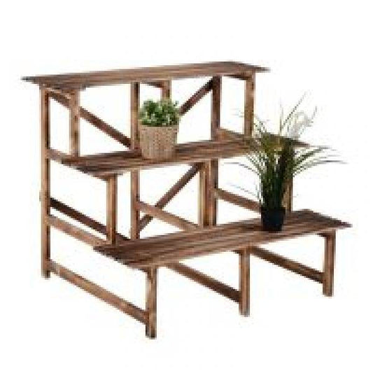 Pflanzentreppe Blumenregal Tannenholz 3 Stufen L100 x W80 x H80cm - Palo24