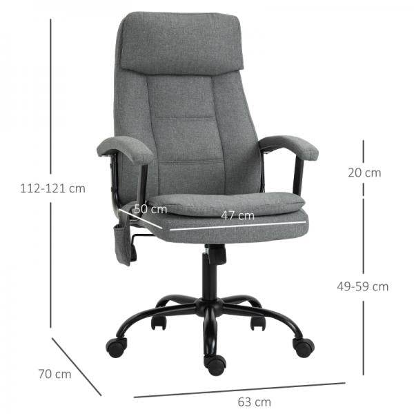 Bürostuhl höhenverstellbarer mit Massagefunktion, ergonomischer Drehstuhl Leinen-Gefühl Grau - Palo24