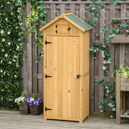 Gartenschrank Gerätehaus Geräteschuppen mit Fachböden Asphaltdach Fenster Holz Gelb+Grün - Palo24