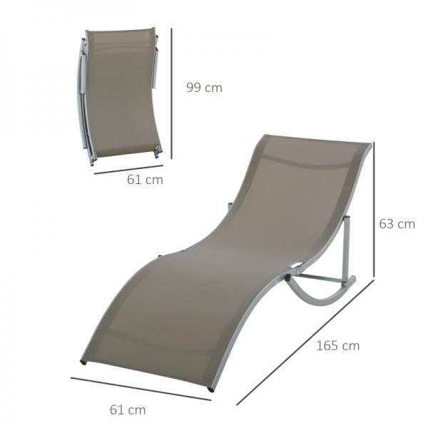 2er Set Gartenliege Sonnenliege Stoffliege Relaxliege ergonomisch Alu Texteline Hellgrau - Palo24