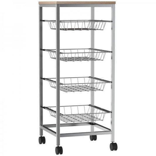 Küchenwagen Rollwagen 4-stöckig rollbar Weiss - Palo24