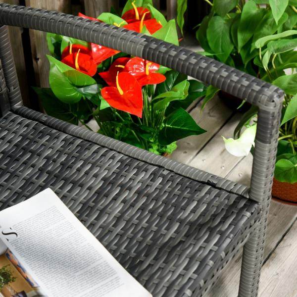 Gartenbank 2-Sitzer Rattanoptik mit Stahlrahmen grau - Palo24