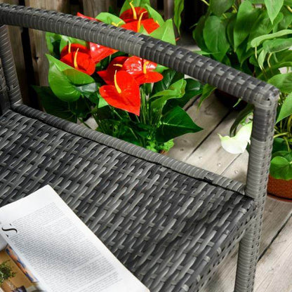 Gartenbank 2-Sitzer Rattanoptik mit Stahlrahmen grau - Palo24