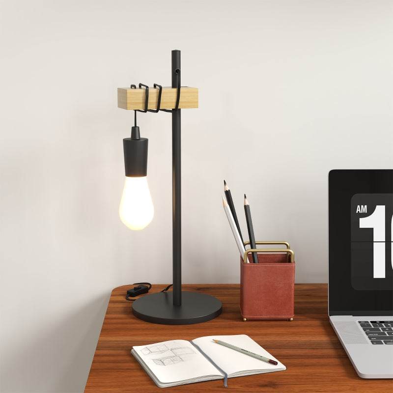 Tischlampe inkl. LED höhenverstellbar, schwarz+Holz - Palo24