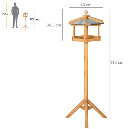 casetta per uccelli | Con supporto e tetto in zinco | pineta | Dimensioni: 40 x 110 cm | marrone e argento