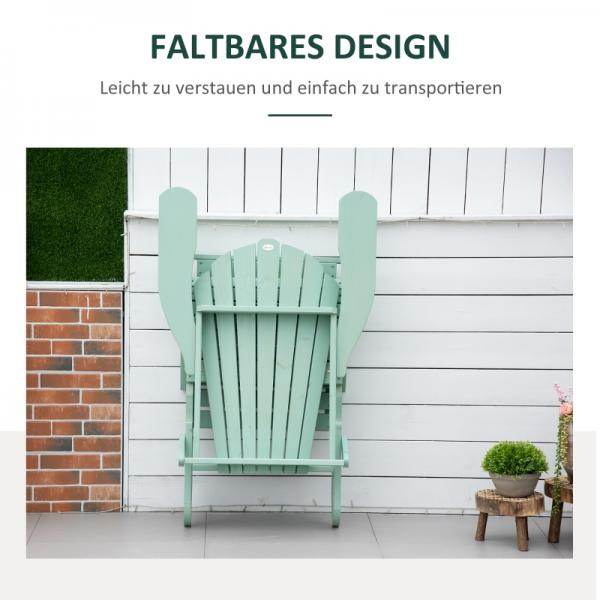 Adirondack-Gartenstuhl mit Fußstütze klappbar Gartenliege Outdoor Gartenmöbel Kiefernholz Grün - Palo24