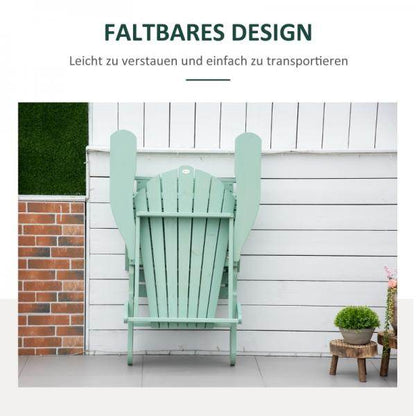 Adirondack-Gartenstuhl mit Fußstütze klappbar Gartenliege Outdoor Gartenmöbel Kiefernholz Grün - Palo24