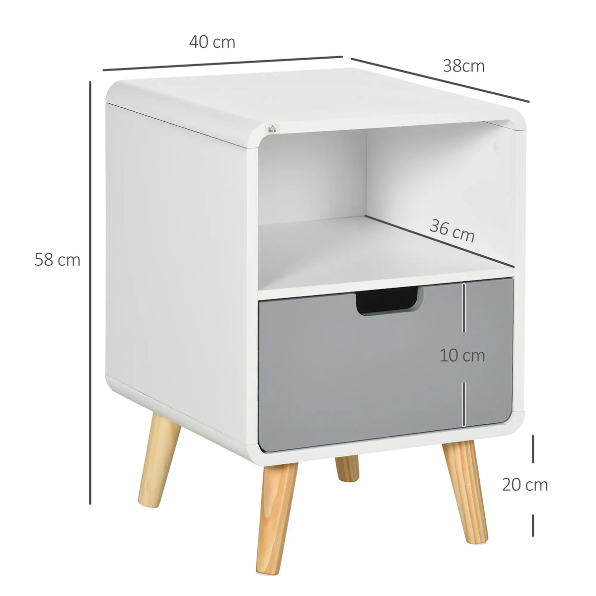 Comodino Comodino con cassetto Bianco