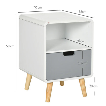 Comodino Comodino con cassetto Bianco