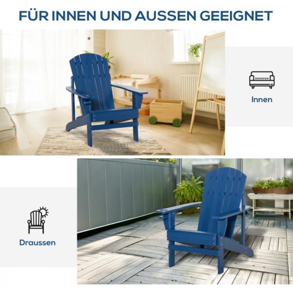 Adirondack-Gartenstuhl mit Becherhalter Gartenliege Balkonstuhl Massivholz Blau - Palo24