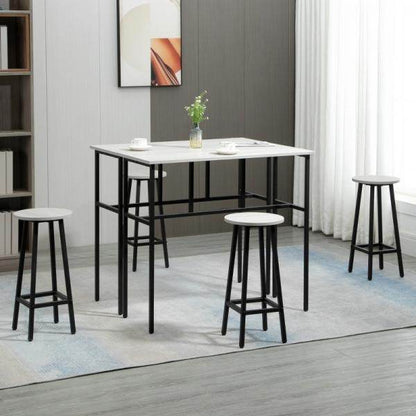 Bartisch-Set im Industriedesign, 6-teilig, 2 Tische und 4 Barhocker, Grau + Schwarz - Palo24