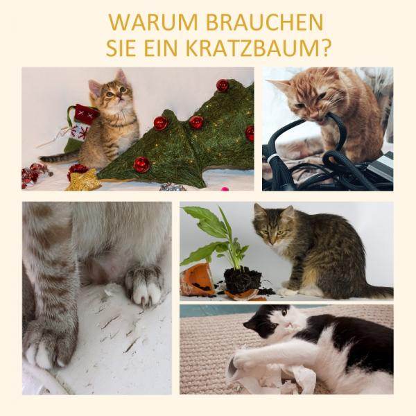 Kratzbaum Katzenbaum Kletterbaum Höhenverstellbar Hellbraun 43 x 27 x 228-260 cm - Palo24