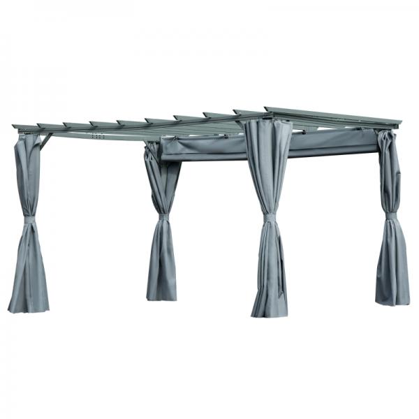3,6 x 3 m Pergola-Pavillion Abnehmbare Dach Sonnenschutz Grau - Palo24