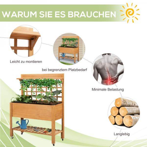 Hochbeet Pflanztisch Blumentisch Arbeitstisch Gärtnertisch Holzpflanztisch Tanne, Braun - Palo24