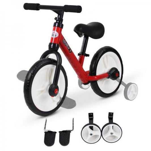 Laufrad Kinderfahrrad Lauflernrad 2-in-1 Stützräder Pedale 2-5 Jahre PP Rot - Palo24