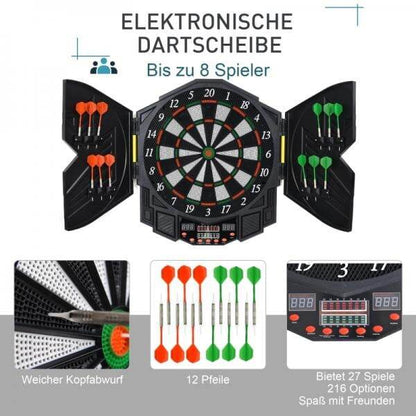Elektronische Dartscheibe Dartboard Dart-set mit Tür LED Anzeige Soundeffekte - Palo24