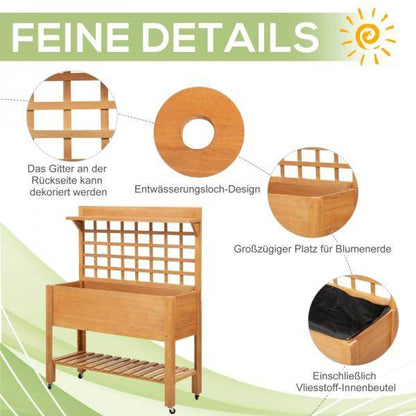Hochbeet Pflanztisch Blumentisch Arbeitstisch Gärtnertisch Holzpflanztisch Tanne, Braun - Palo24