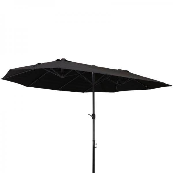 Sonnenschirm Doppelsonnenschirm Terrassenschirm mit Handkurbel Schwarz Oval - Palo24