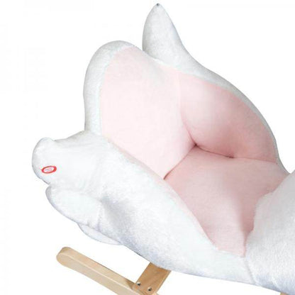 Schaukelpferd Baby Schaukeltier Schwan mit Musik Spielzeug Plüsch Rosa+Weiss - Palo24
