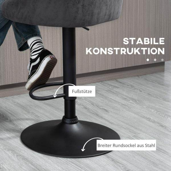 2er-Set Barhocker, höhenverstellbar, 360-Grad-Schwenk-Design, Grau - Palo24