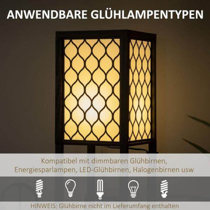 Stehleuchte im modernen Design, 2 Ablagen, Ziehkettenschalter Schwarz + Weiss - Palo24