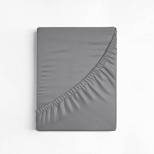 Baumwoll-Topper Spannbettlaken Grau 160 x 220 cm - Palo24